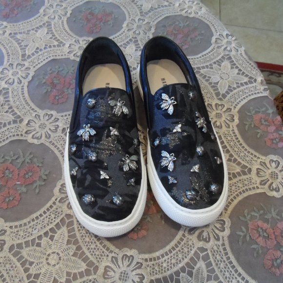 Markus Lupfer Gray/Black Print Silver Tone Metal Embellish Loafer Size 38M - Picture 4 of 14